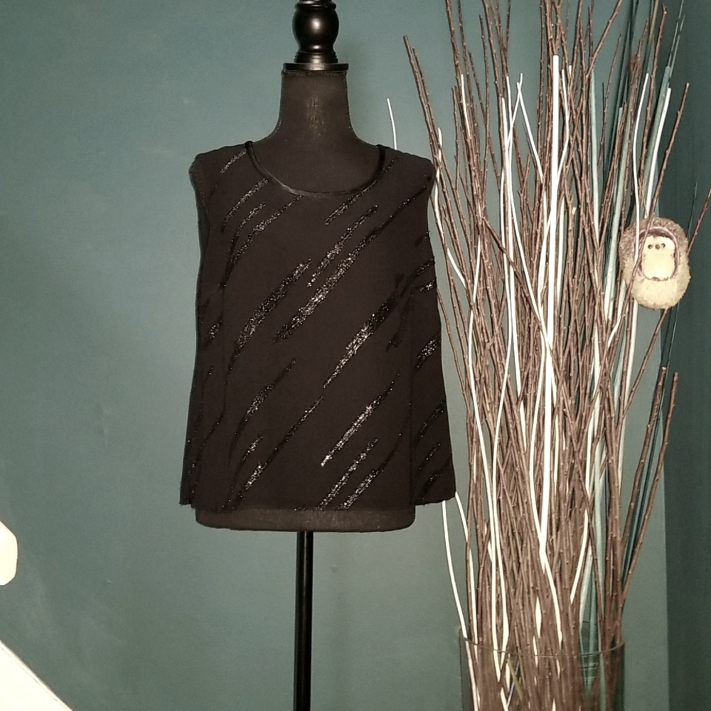R&M Richards Black Glitter Top